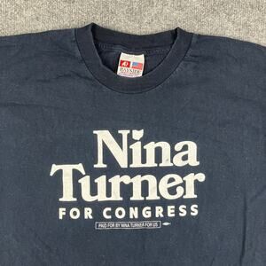 Bayside T-Shirt Men's Size Large Black Nina Turner for Congress Graphic